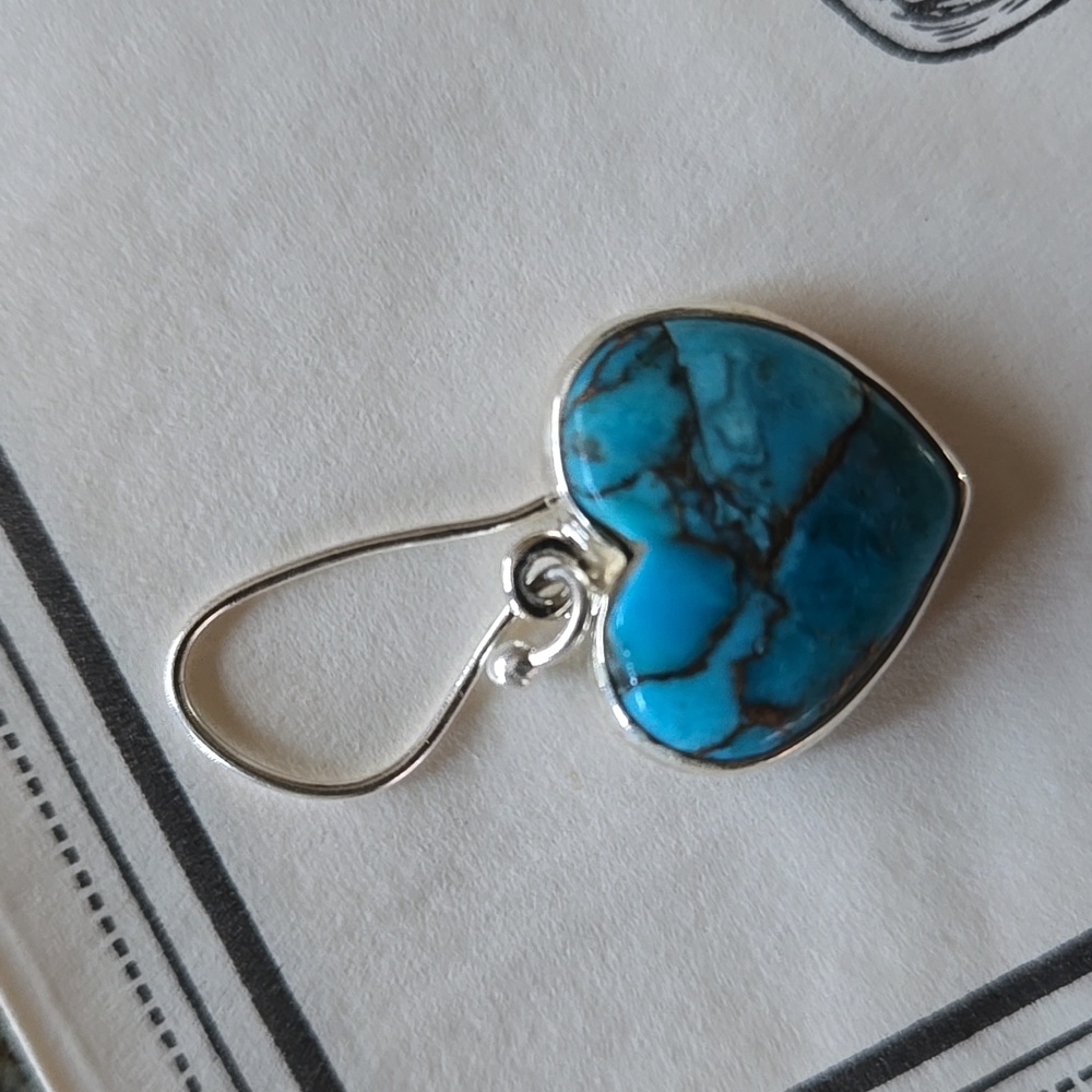 Turquoise Heart Earrings - Picture 4 of 6